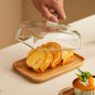 Wood and Glass Butter Dish in bamboo