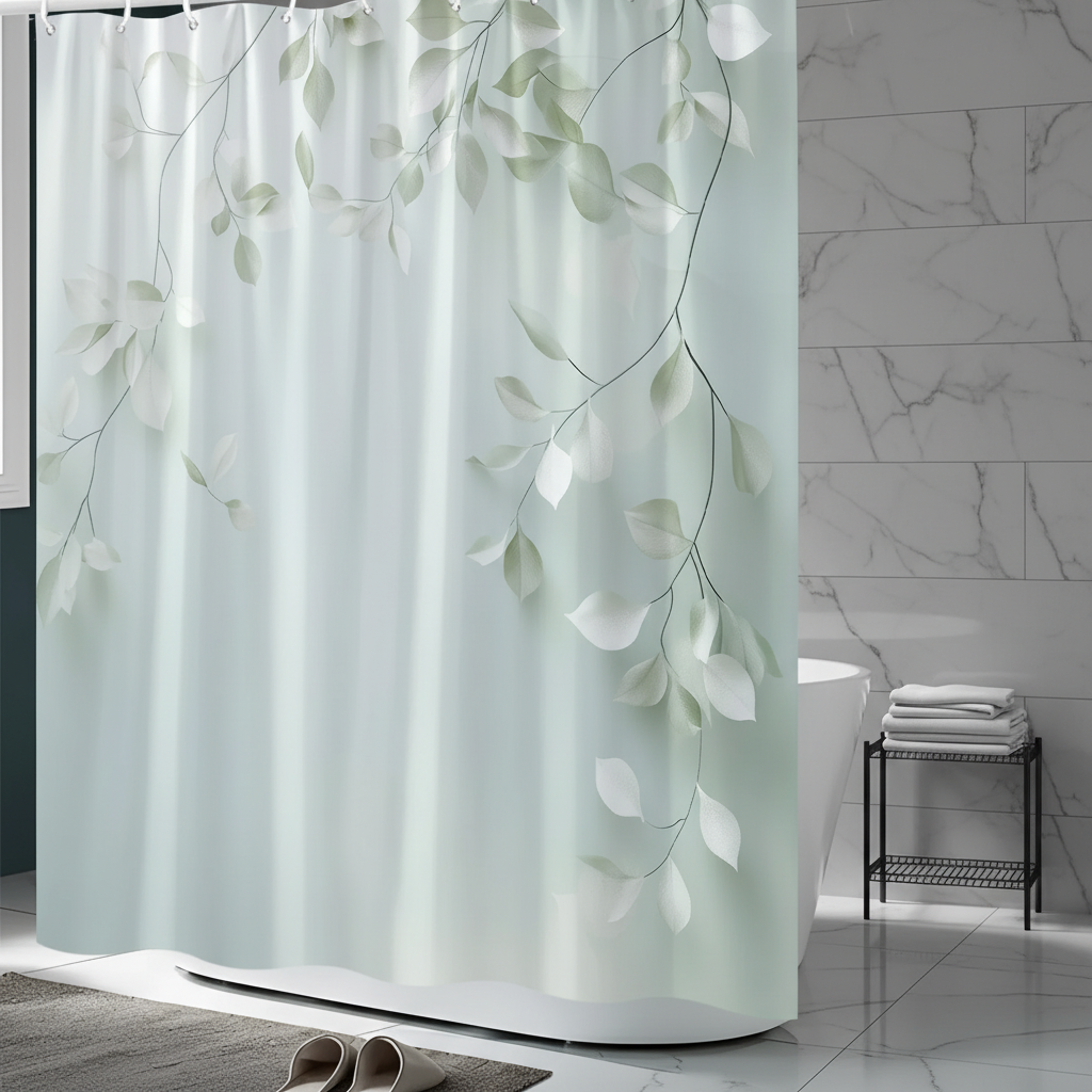 Woven Leaf Pattern Shower Curtain