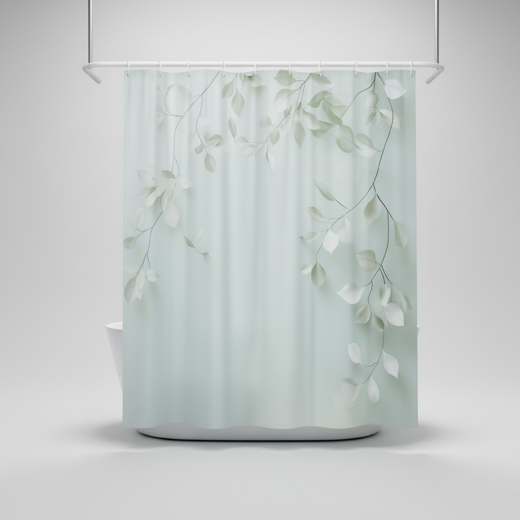 Woven Leaf Pattern Shower Curtain