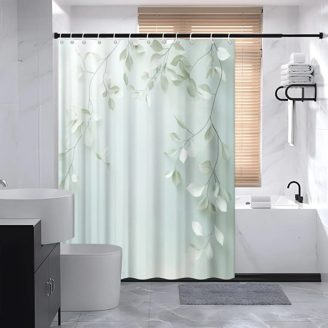 Woven Leaf Pattern Shower Curtain