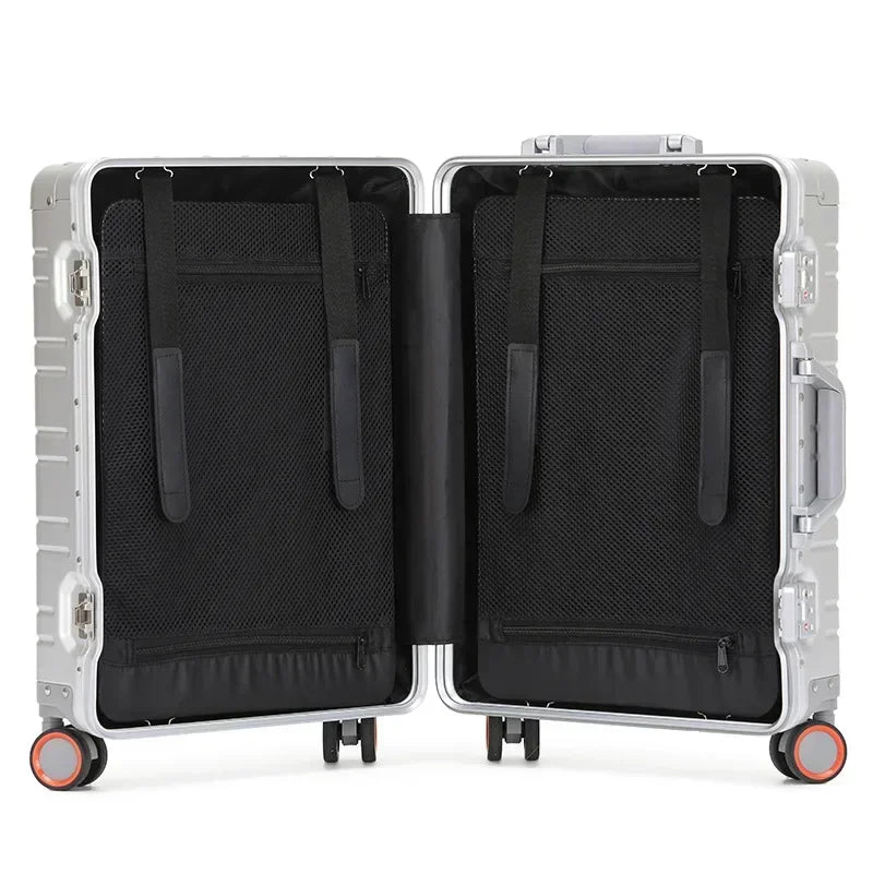 Aluminium-Magnesium Spinner Suitcase – in a room setting